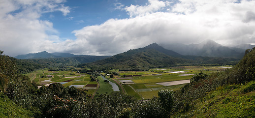 Image showing Panorama of Hanalei Valley on Kauai