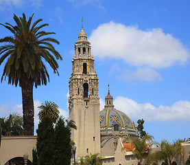 Image showing California Tower from Alcazar Gardens in Balboa Park