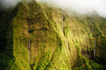 Image showing Kauai Mt. Waialeale waterfalls in rain