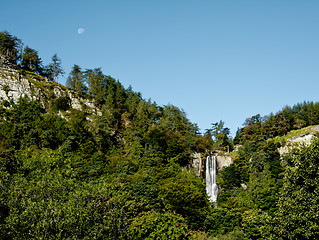 Image showing Waterfall with moon