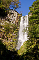 Image showing Vertical Waterfall over stone cliffs