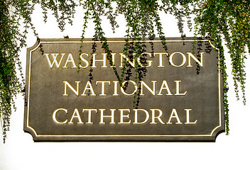 Image showing Sign outside National Cathedral
