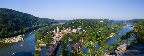 Image showing Panorama over Harpers Ferry from Maryland Heights