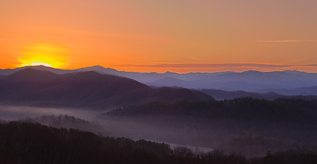 Image showing Sunrise over Smoky Mountains