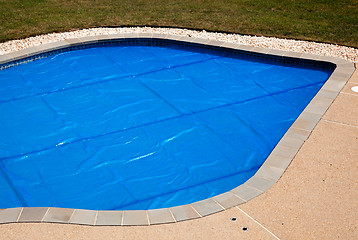 Image showing Blue solar pool cover