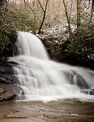 Image showing Laurel Falls in Smoky Mountains in snow