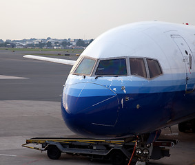 Image showing Aircraft nose at gate
