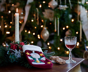 Image showing Sherry and cookies for santa