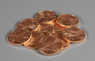 Image showing Pile of US Eagle gold coins