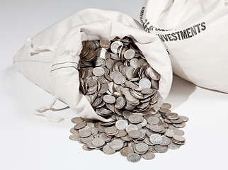 Image showing Bag of silver coins