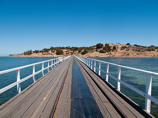 Image showing Old pier at Granite Island and Victor Harbor