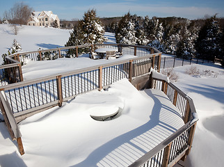 Image showing Snowy modern deck