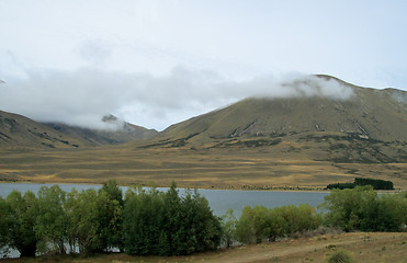 Image showing New Zealand hills over a lake