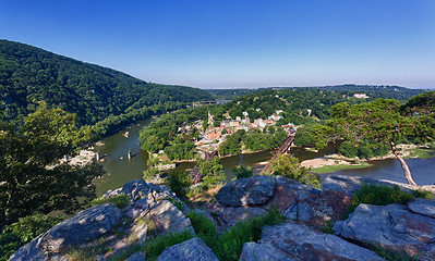 Image showing Panorama over Harpers Ferry from Maryland Heights