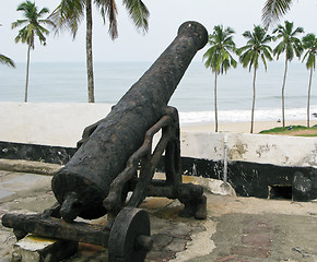 Image showing Rusty cannon on Elmina Fort in Ghana