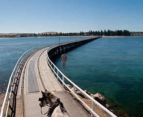 Image showing Old pier at Granite Island and Victor Harbor