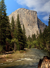 Image showing Slow motion river in front of El Capitan