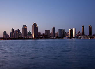 Image showing San Diego skyline on clear evening