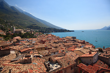 Image showing Tiled roofs of Malcesine
