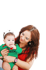 Image showing Mother and daughter on first christmas together