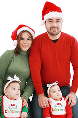 Image showing Happy family in Christmas costumes 