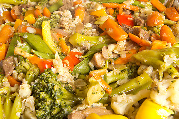 Image showing Beef and vegetable stir fry