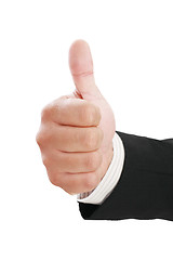 Image showing Thumbs up man's hand isolated on white background. Business man