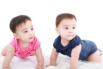 Image showing Two twin babies, girls 