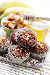 Image showing muffins with banana and toffee