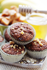 Image showing muffins with banana and toffee