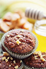 Image showing muffins with banana and toffee