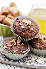 Image showing muffins with banana and toffee