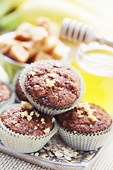 Image showing muffins with banana and toffee