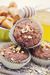 Image showing muffins with banana and toffee