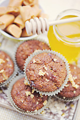 Image showing muffins with banana and toffee