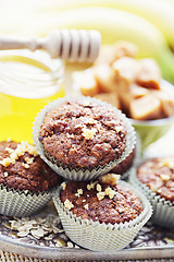 Image showing muffins with banana and toffee