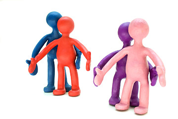 Image showing Plasticine puppets pair standing near each other