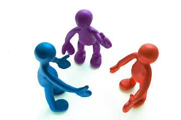 Image showing Look on talking plasticine puppets on white background