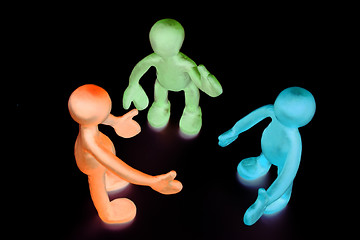 Image showing Look on shaded plasticine puppets on black background