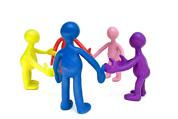 Image showing Look on group of plasticine colored puppets