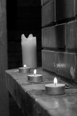Image showing White black foto maded  about candles