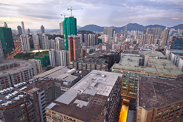 Image showing sunset in downtown area, hong kong