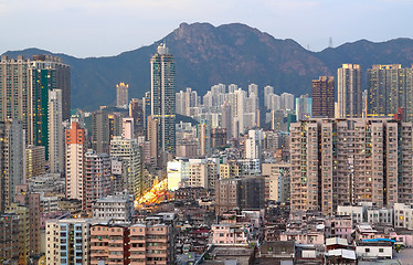 Image showing public building under the lion mountain, landmark of hong kong