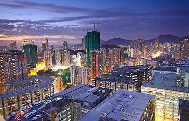 Image showing hongkong urban area in sunset moment