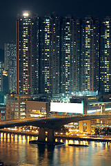 Image showing Night shot of a city skyline.