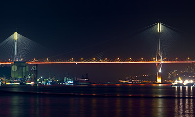 Image showing Night scene of bridge in Hong Kong 