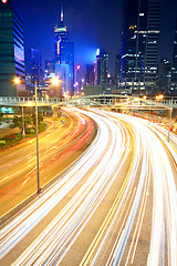 Image showing traffic in downtown in hong kong at night