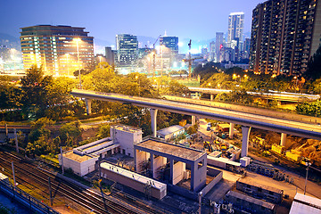 Image showing sunset in downtown city