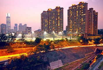 Image showing sunset in downtown city