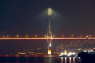 Image showing Night scene of bridge in Hong Kong 